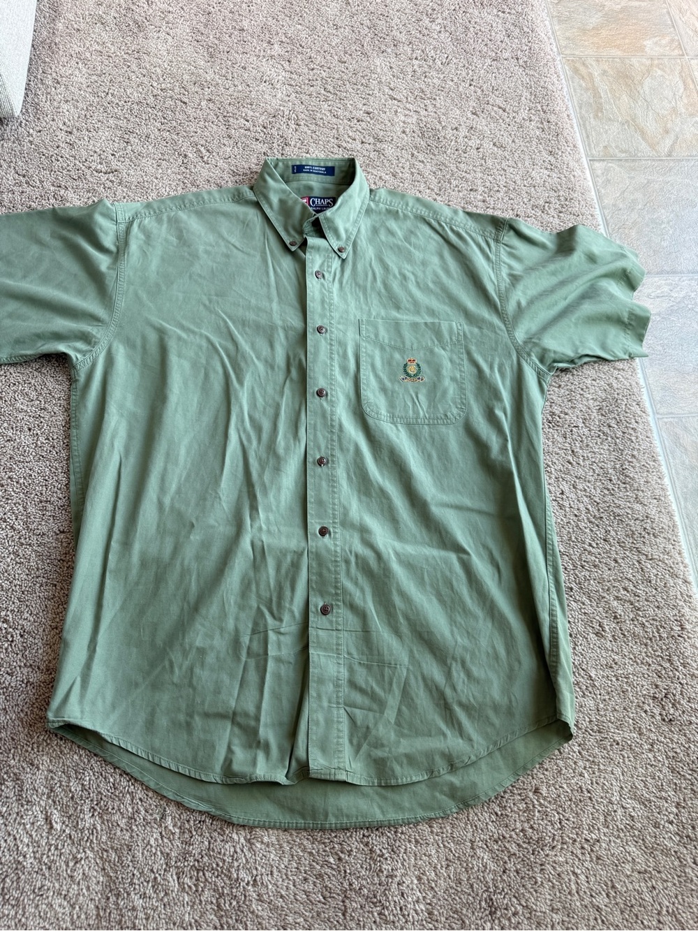 Ralph Lauren chaps Men's Sage Green Short-Sleeve Button-Down Shirt